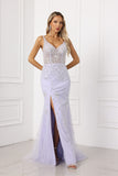 Trumpet/Mermaid V-neck Sleeveless Beading Slit Sequins/Floor-length Prom Dress