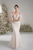 Trumpet/Mermaid Off-The-shoulder Beading Lace Wedding Dress With Court Train
