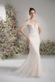 Trumpet/Mermaid Off-The-shoulder Beading Lace Wedding Dress With Court Train