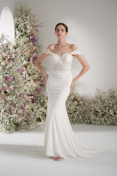 Trumpet/Mermaid Off-The Shoulder Sweetheart Full Lace Sexy Wedding Dress With Court Train