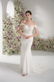 Trumpet/Mermaid Off-The Shoulder Sweetheart Full Lace Sexy Wedding Dress With Court Train