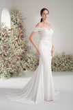 Trumpet/Mermaid Off-The Shoulder Sweetheart Full Lace Sexy Wedding Dress With Court Train