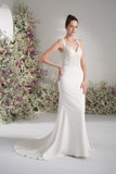 TrumpetMermaid Queen neckline Sleeveless Lace Beading Wedding Dress with Court Train