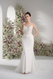 Trumpet/Mermaid Sweetheart Sleeveless Lace Applique Sexy Wedding Dress With Court Train