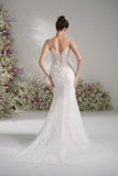 Trumpet/Mermaid Sweetheart Sleeveless Lace Applique Sexy Wedding Dress With Court Train