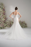 Trumpet/Mermaid Sweetheart Sleeveless Lace Applique Tull Sexy Wedding Dress With Court Train