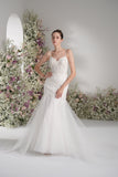 Trumpet/Mermaid Sweetheart Sleeveless Lace Applique Tull Sexy Wedding Dress With Court Train