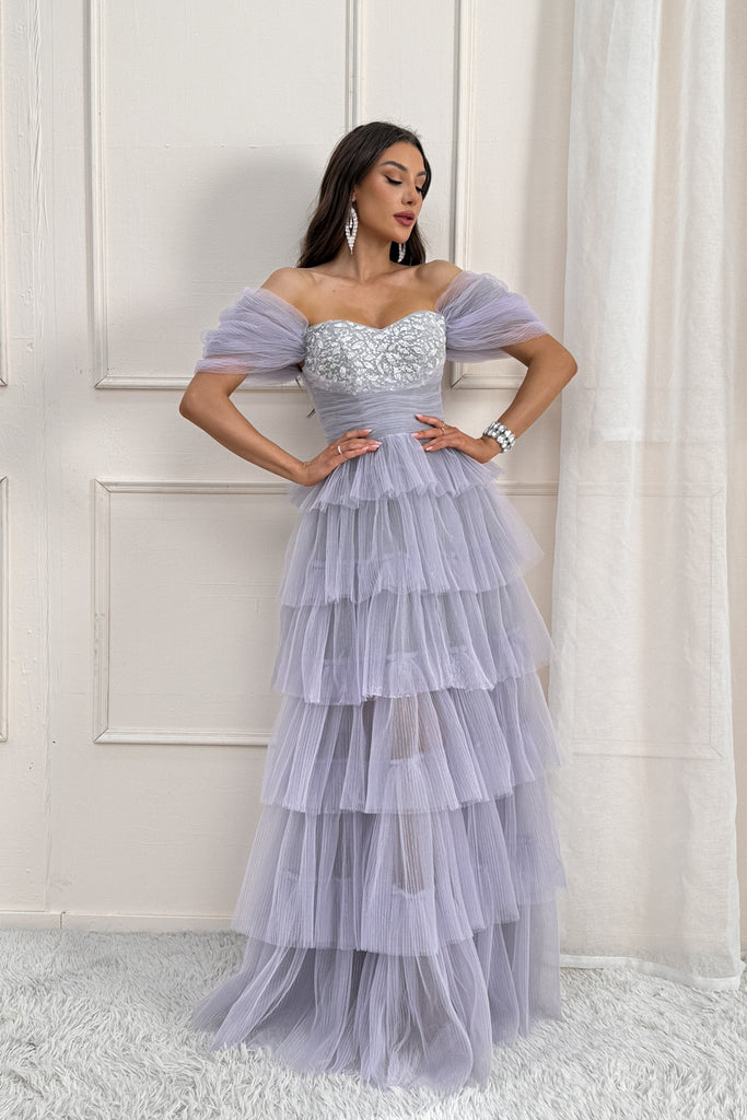navy blue dress for baby girl A-line Off-The-Shoulder Sleeveless Floor-Length Ruche Beading Prom Dre –  Kexindaidd boutique store