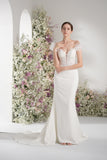 Trumpet/Mermaid Off-The-Shoulder Sleeveless Lace Applique Sexy Wedding Dress  With Court Train