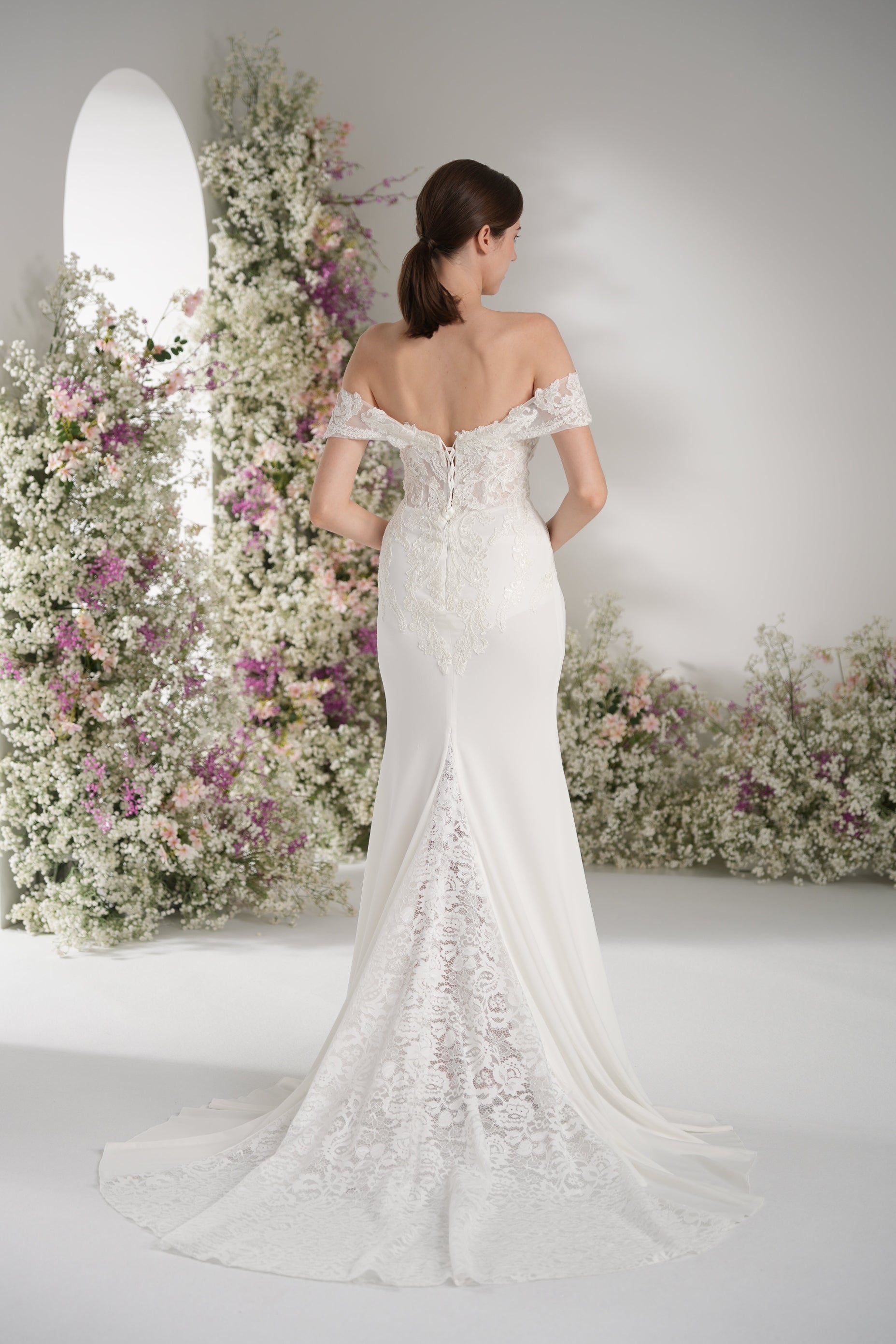 Trumpet/Mermaid Off-The Shoulder Sweetheart Full Lace Sexy Wedding Dress With Court Train